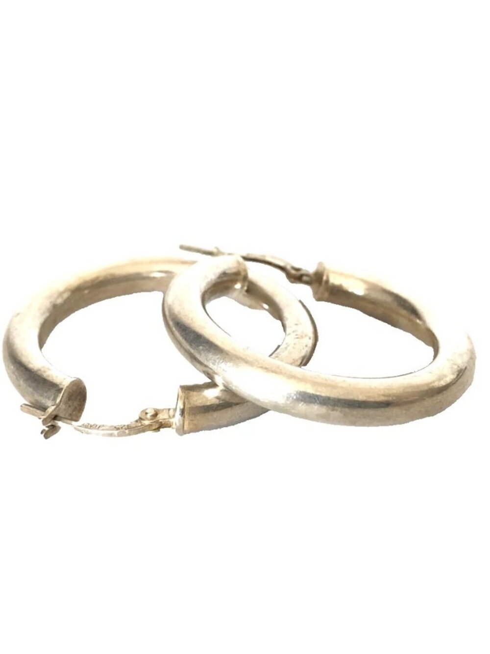 Sterling Silver Hoop Earrings Amoro 3.8 mm Made in Italy Vintage 1.25" Pre-Owned
